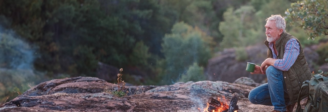 man doing campfire